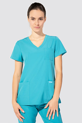  Bluza medyczna damska, 3 kieszenie, Uniformix Comfort, CT1001, turkusowy. 