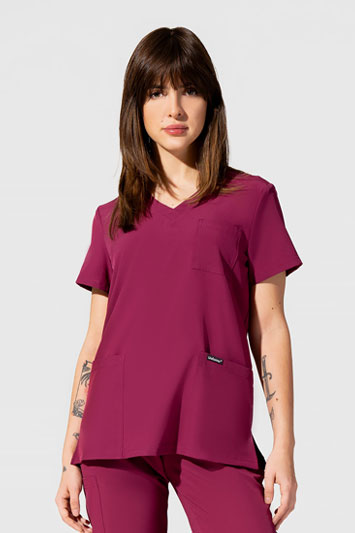  Bluza medyczna damska, 3 kieszenie, Uniformix Comfort, CT1001B, wino.