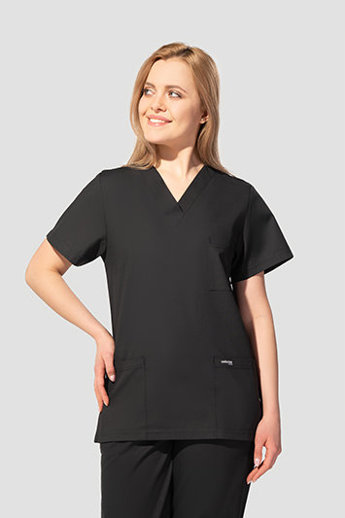  Bluza medyczna uniwersalna, 3 kieszenie, Uniformix Club, CM126, czarny. 