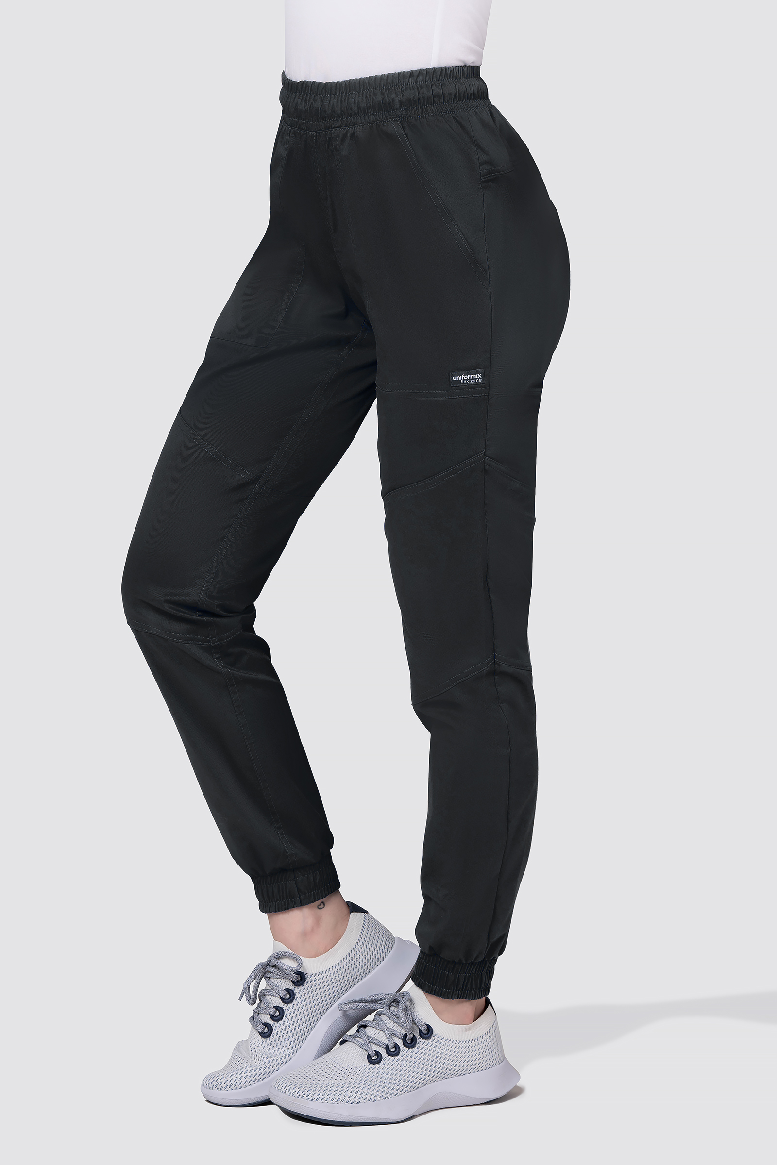 Spodnie medyczne damskie, joggery Uniformix FLEX ZONE, FZ2056, czarny.  czarny / spodnie i spódnice medyczne / Sklep internetowy
